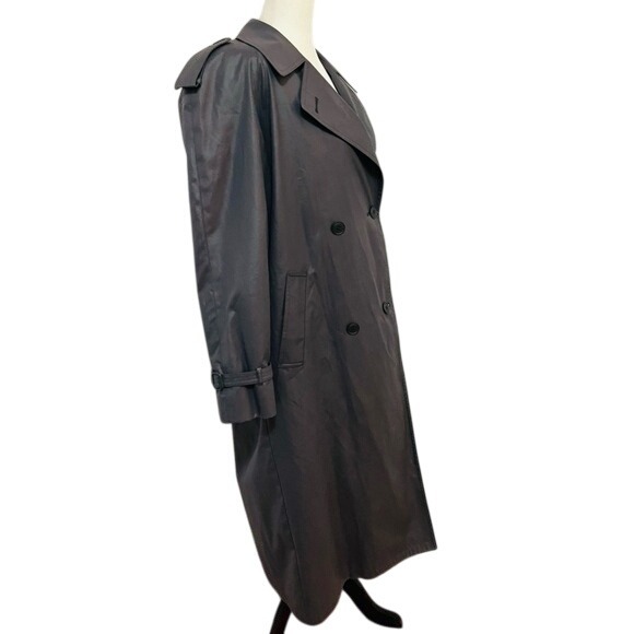 VINTAGE‎ 80's London Fog Classic Wool Lined Charcoal Grey Trench Coat Women's 12 - Picture 9 of 16